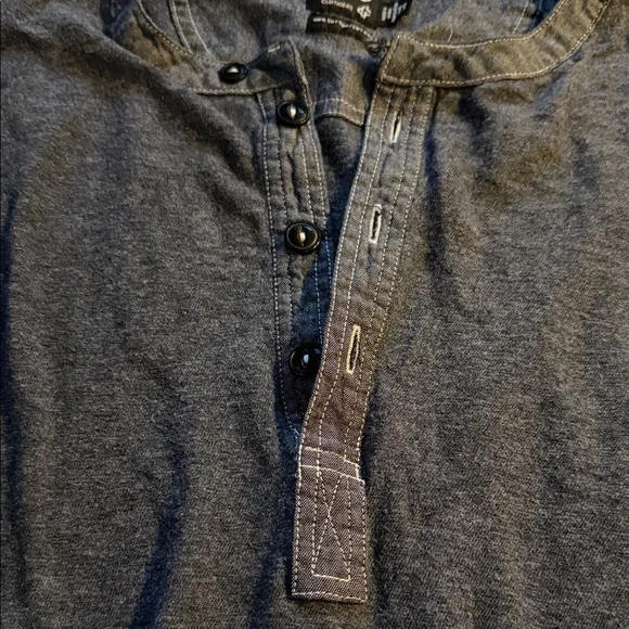 Men's Grayer’s Gray Henley Shirt 100% cottons size large - Picture 2 of 8